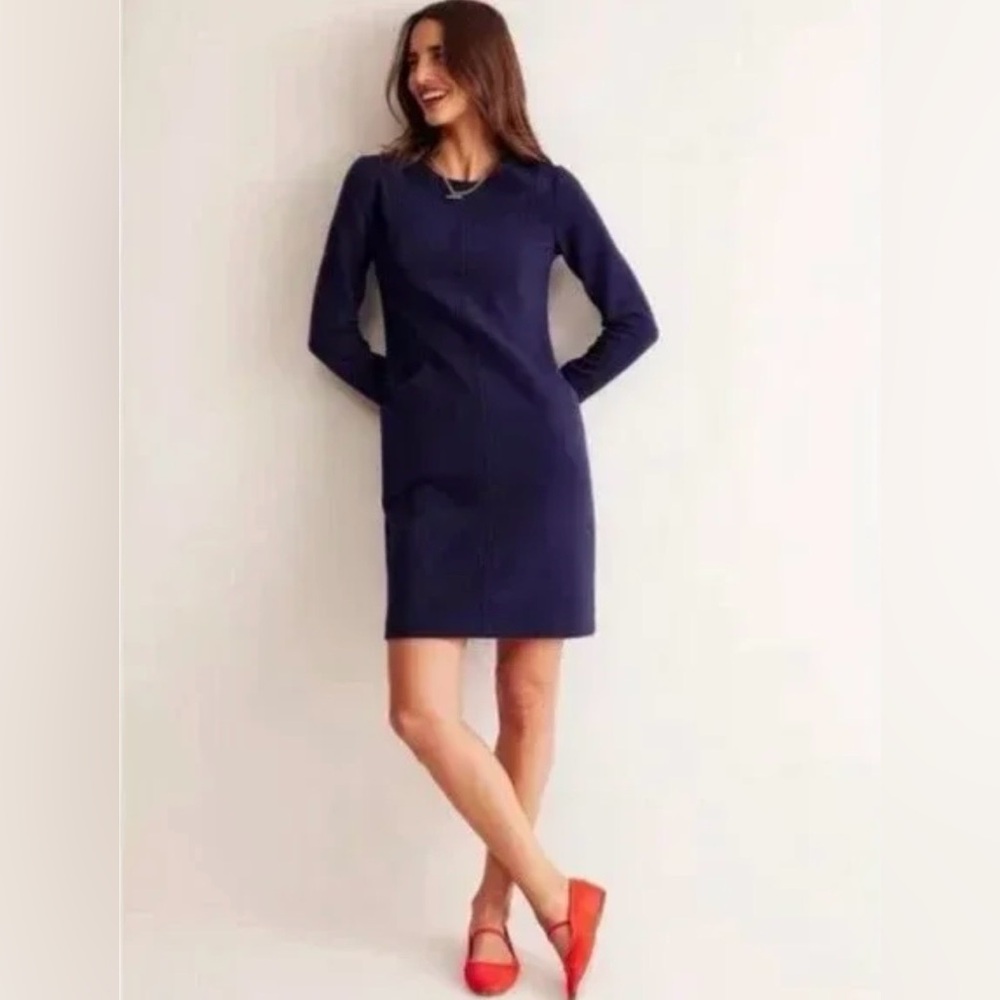 Boden Navy Long-Sleeve Sheath Dress